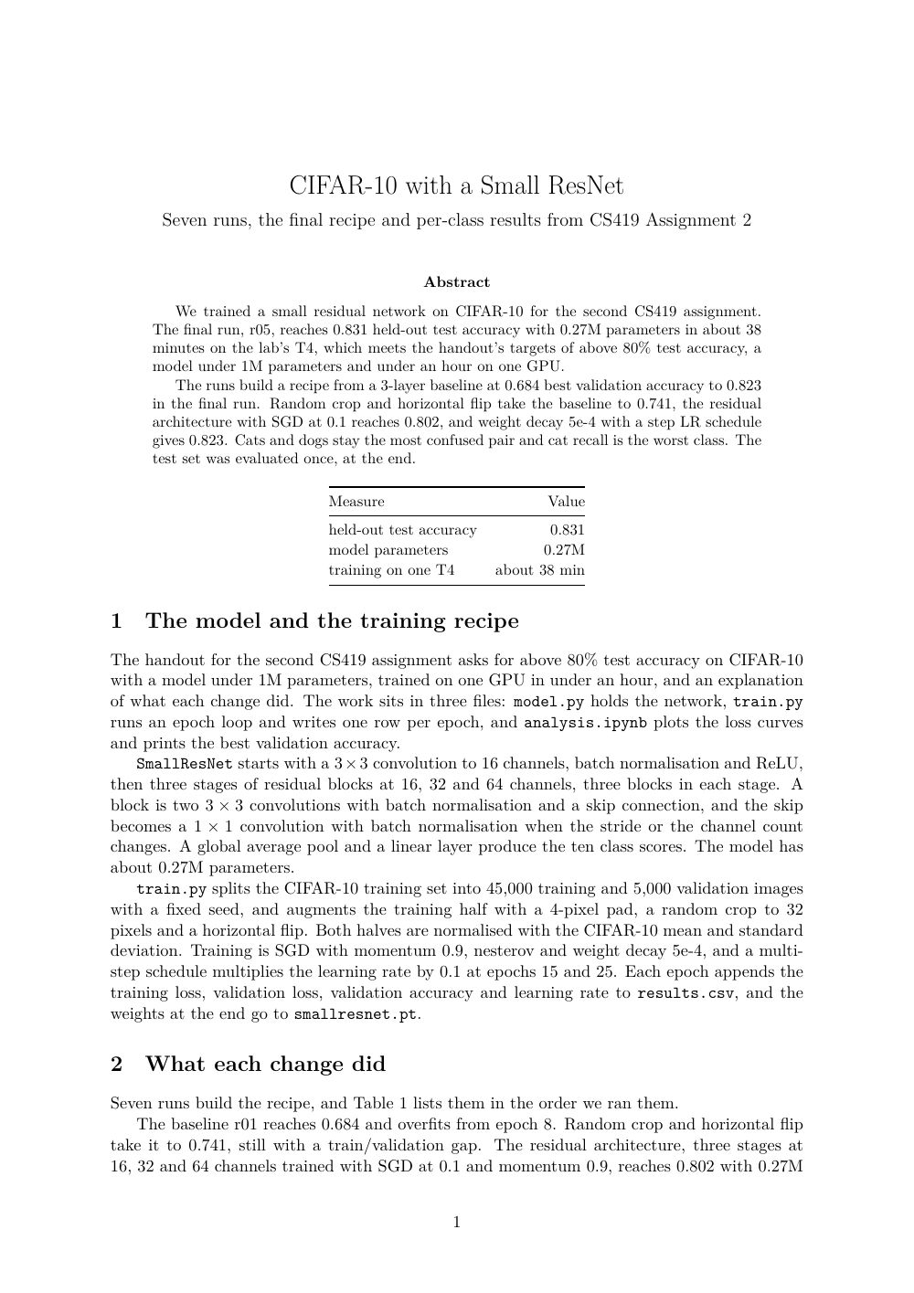 Research-style report, first page