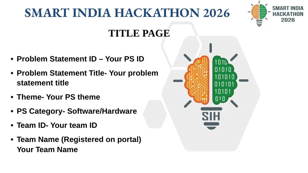 SIH 2026 template, first slide